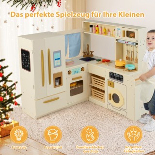 Costway Παιδική Κουζίνα με 22 Αξεσουάρ Γωνιακή Κουζίνα με Φως & Ήχο...