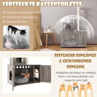 Costway Πολυλειτουργικό Ντουλάπι Γάτας με Ενσωματωμένο Ονυχοδρόμιο ...