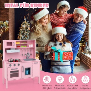 Costway Ξύλινη Παιδική Κουζίνα με Φούρνο Μικροκυμάτων 72 x 30 x 90 ...