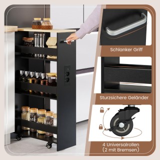 Costway Λεπτό Trolley Αποθήκευσης 80,5 x 20 x 47,5 cm,  με 4 επίπεδ...