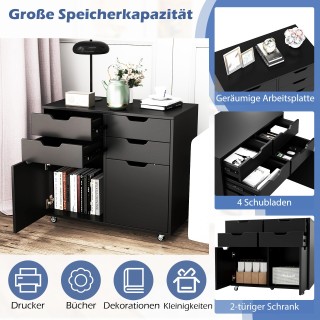 Κινητό Ντουλάπι με 4 Συρτάρια και 2 Πόρτες για Αρχεία 73 x 40 x 64,...