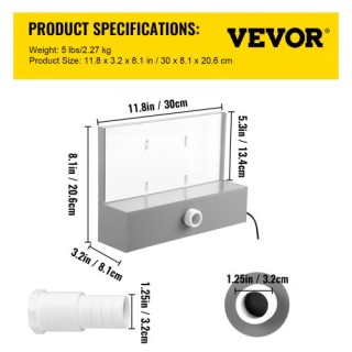 VEVOR Καταρράκτης Πισίνας με LED Φωτισμό 30x8x20cm, Ακρυλικός Καταρ...