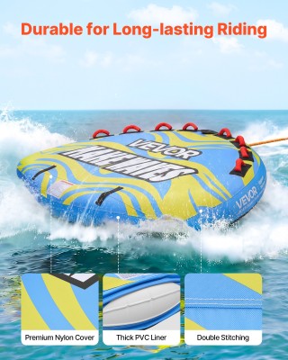 VEVOR Φουσκωτό Tube Ρυμούλκησης για Σκάφος 4 Ατόμων, 308 kg, με Πτε...