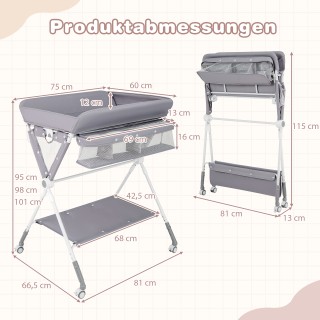 Costway Φορητή πτυσσόμενη αλλαξιέρα με ρυθμιζόμενο ύψος 3 θέσεων κα...