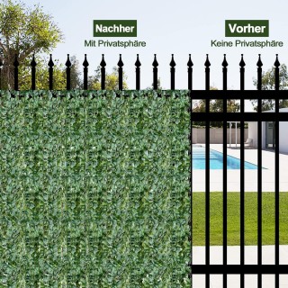 Costway Τεχνητός Φράχτης Κισσού με Ρεαλιστικά Φύλλα για Εσωτερική κ...