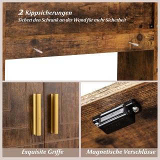 Costway Ντουλάπι Μπάνιου με 2 Πόρτες, 6 Ανοιχτά Ράφια και Θήκη Χαρτ...