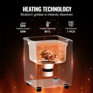 VEVOR  Υπερηχητικός Καθαριστής 1.3L 50W με Χρονοδιακόπτη, Καλάθι & ...