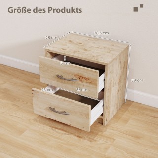 Costway  Κομοδίνο με 2 συρτάρια Δρυς 50 εκ. x 40 εκ. βάθος x 60 εκ....