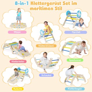 Costway Σετ 3 Τεμαχίων: Αναρριχητικό Πλέγμα με Τσουλήθρα & Τόξο Ανα...