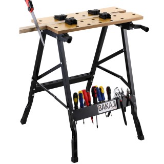 BAKAJI Πτυσσόμενο Εργασιακό Τραπέζι με Διπλή Μέγγενη για Πριόνια – ...