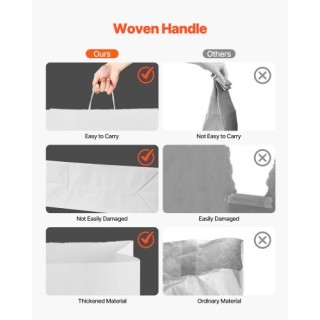 VEVOR Λευκές Χάρτινες Τσάντες με Χερούλια 50 Τεμάχια ZZGWDHTS1661XF...