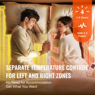 VEVOR  Ηλεκτρικό Θερμαινόμενο Υπόστρωμα 195 x 165cm Queen με Χρονοδ...