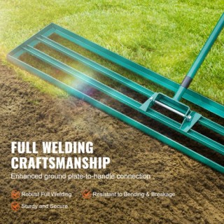 VEVOR Ισοπεδωτική Τσουγκράνα Γκαζόν, 48x10, Βαρέως Τύπου με Χειρολα...