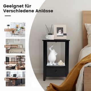 Costway κομοδίνο 2 επιπέδων με συρτάρι, βοηθητικό τραπέζι ξύλινο 40...