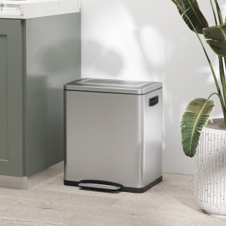 HOMCOM Κάδος Απορριμμάτων με 2 Διαμερίσματα 15L με Πεντάλ και Αθόρυ... HOMCOM Κάδος Απορριμμάτων με 2 Διαμερίσματα 15L με Πεντάλ και Αθόρυ...