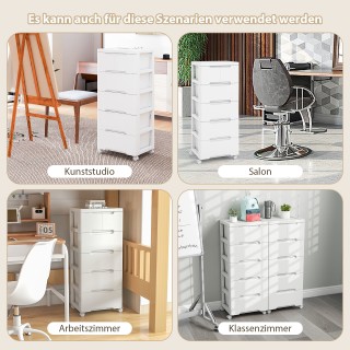 Costway Κατακόρυφη Ντουλάπα Αποθήκευσης με 6 Συρτάρια JV11500WH