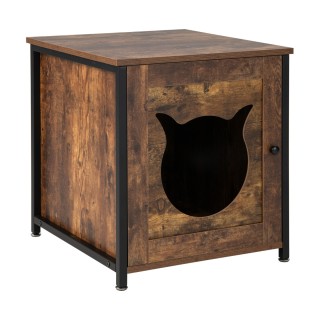 Costway Ξύλινη Ντουλάπα Γάτας με Πόρτα & Είσοδο για Τουαλέτα Γάτας ...