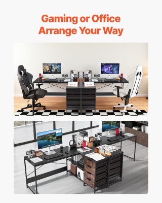 VEVOR Πολυλειτουργικό Γραφείο Υπολογιστή σε Σχήμα L, 1.5μ Αντιστρέψ...