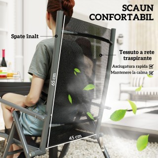 Outsunny Σετ Κήπου 7 Τεμαχίων με 6 Πτυσσόμενες Καρέκλες και Επεκτει...