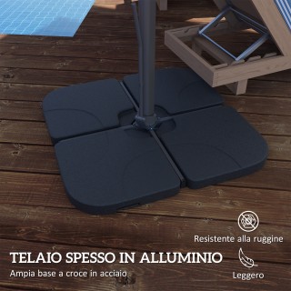 Outsunny Ομπρελόνε με Μανιβέλα και Σταυροειδή Βάση, από Πολυεστέρα,...