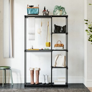 HOMCOM Φορητή Ντουλάπα με 2 Ράβδους και 6 Ράφια, από Ύφασμα μη Υφασ... HOMCOM Φορητή Ντουλάπα με 2 Ράβδους και 6 Ράφια, από Ύφασμα μη Υφασ...