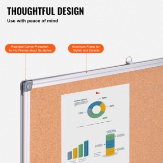 VEVOR 48x36 Μεγάλος Πίνακας Φελλού – Επιτοίχιος Πίνακας Ανακοινώσεω...