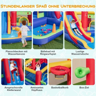 Costway  Φουσκωτό Κάστρο με Φυσητήρα Ξηρή/Υδάτινη Τσουλήθρα Αναρρίχ...