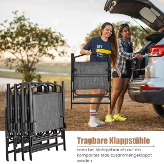 Costway Σετ Πτυσσόμενων Επίπλων Βεράντας 5 Τεμαχίων με Μεταλλικό Σκ...