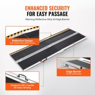 Φορητή Ράμπα Αμαξιδίου VEVOR, 8 ft, 800 lbs, Αντιολισθητική Αλουμιν...