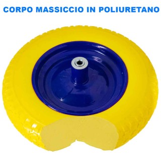 BAKAJI Κίτρινος Συμπαγής Αντιδιατρητικός Τροχός PU για Καρότσι 35cm...