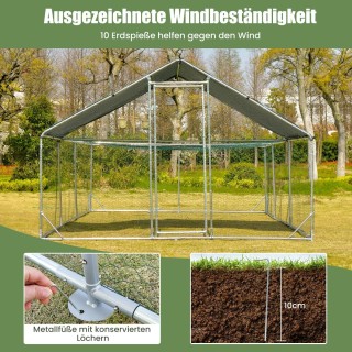 Costway Μεγάλο Μεταλλικό Κοτέτσι με αδιάβροχη και ανθεκτική στον ήλ...