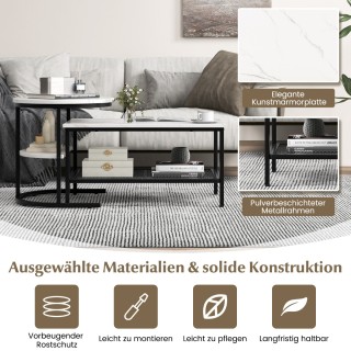 Costway Σετ Τραπεζιών Καθιστικού με Συνδυασμό Τεχνητού Μαρμάρου κα... Costway Σετ Τραπεζιών Καθιστικού με Συνδυασμό Τεχνητού Μαρμάρου κα...