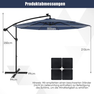 Costway Ηλιακή Ομπρέλα Κρεμαστή 300 x 250 εκ. με Φωτισμό LED και Ρυ... Costway Ηλιακή Ομπρέλα Κρεμαστή 300 x 250 εκ. με Φωτισμό LED και Ρυ...