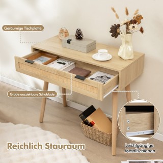 Τραπέζι Εισόδου με Ξύλινη Όψη και Ρατάν Λεπτομέρειες 88 x 40 x 77 c... Τραπέζι Εισόδου με Ξύλινη Όψη και Ρατάν Λεπτομέρειες 88 x 40 x 77 c...