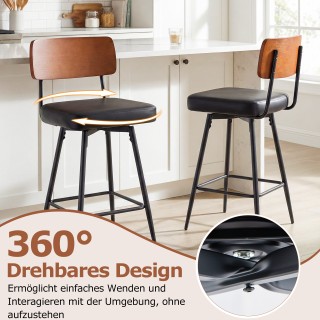 Costway Σετ 2 περιστρεφόμενα βιομηχανικά σκαμπό μπαρ με επενδεδυμέν...