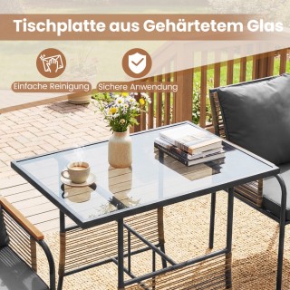 Costway Σετ Κήπου Τριάδας από Ρατάν, Πρακτικό Υπαίθριο Σετ με Μαξιλ...