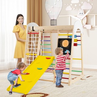 Costway Σετ Παιδικού Αναρριχητικού Παιχνιδιού με Τσουλήθρα και Κούν...