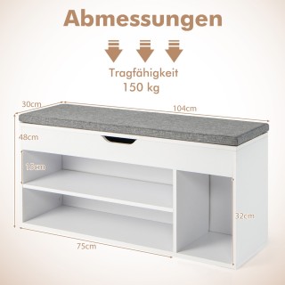 Costway Πολυλειτουργική Παπουτσοθήκη 104 x 48 x 30 εκ, με Κάθισμα... Costway Πολυλειτουργική Παπουτσοθήκη 104 x 48 x 30 εκ, με Κάθισμα...