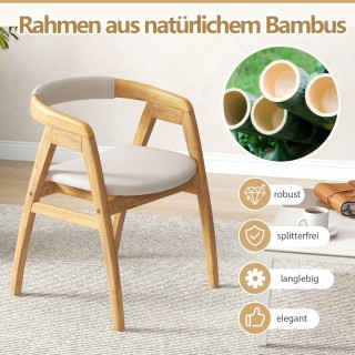 Costway Καρέκλα Μπαμπού με Πλάτη και Μαξιλάρι Καθίσματος σε Μποέμ Σ...