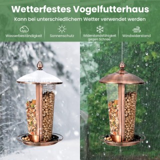 Costway  2-σε-1 Ανθεκτική Μεταλλική Ταΐστρα Πουλιών Εξωτερικού Χώρο...