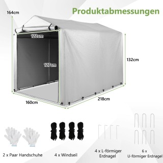 Costway Γκαράζ Σκηνή 160 x 218 x 164 cm Αδιάβροχο Μεταλλικό Σκελετό...