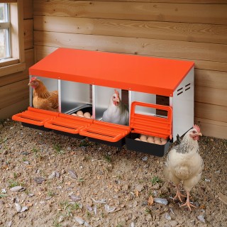 VEVOR Μεταλλική Φωλιά Αυγών 4 Θέσεων με Καπάκια Προστασίας - Πορτοκ...