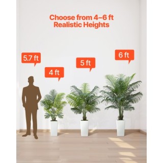 VEVOR Διακοσμητικός Τεχνητός Φοίνικας  Areca  ύψους 152,4 cm με λευ...