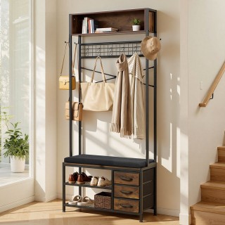 VEVOR Πολυλειτουργική Κρεμάστρα Εισόδου με Παγκάκι και Συρτάρια, 18...