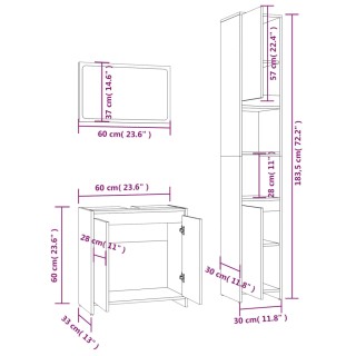 vidaXL Σετ Μπάνιου 3 Τεμαχίων από Γκρι Ξύλο Sonoma Επεξεργασμένο 31...