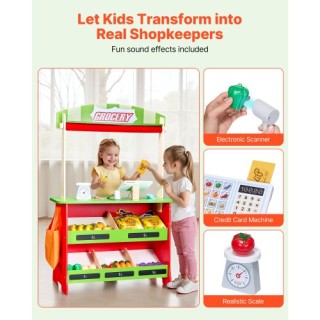 VEVOR Ξύλινο Θέατρο Κουκλοθέατρου 2-σε-1 Αναστρέψιμο Κατάστημα Παιδ...