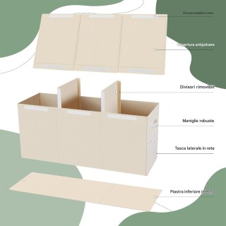 BAKAJI Κουτί με 3 Χωρίσματα Μπεζ Καλάθι Τακτοποίησης Παιχνιδιών Πολ... BAKAJI Κουτί με 3 Χωρίσματα Μπεζ Καλάθι Τακτοποίησης Παιχνιδιών Πολ...