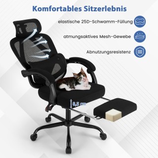 Costway Εργονομική Καρέκλα Γραφείου με Πτυσσόμενο Υποπόδιο και Ρυθμ...