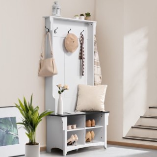 VEVOR  Ξύλινη Κρεμάστρα με Πάγκο & 5 Γάντζους για Χωλ  MZDGNYMJYTSW...