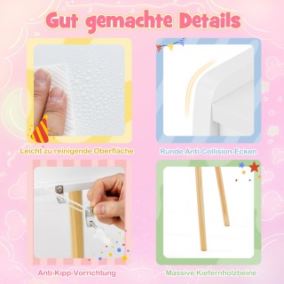 Costway Παιδικό Σετ Τουαλέτας με Φωτιζόμενο Καθρέφτη και Καρέκλα, Α...